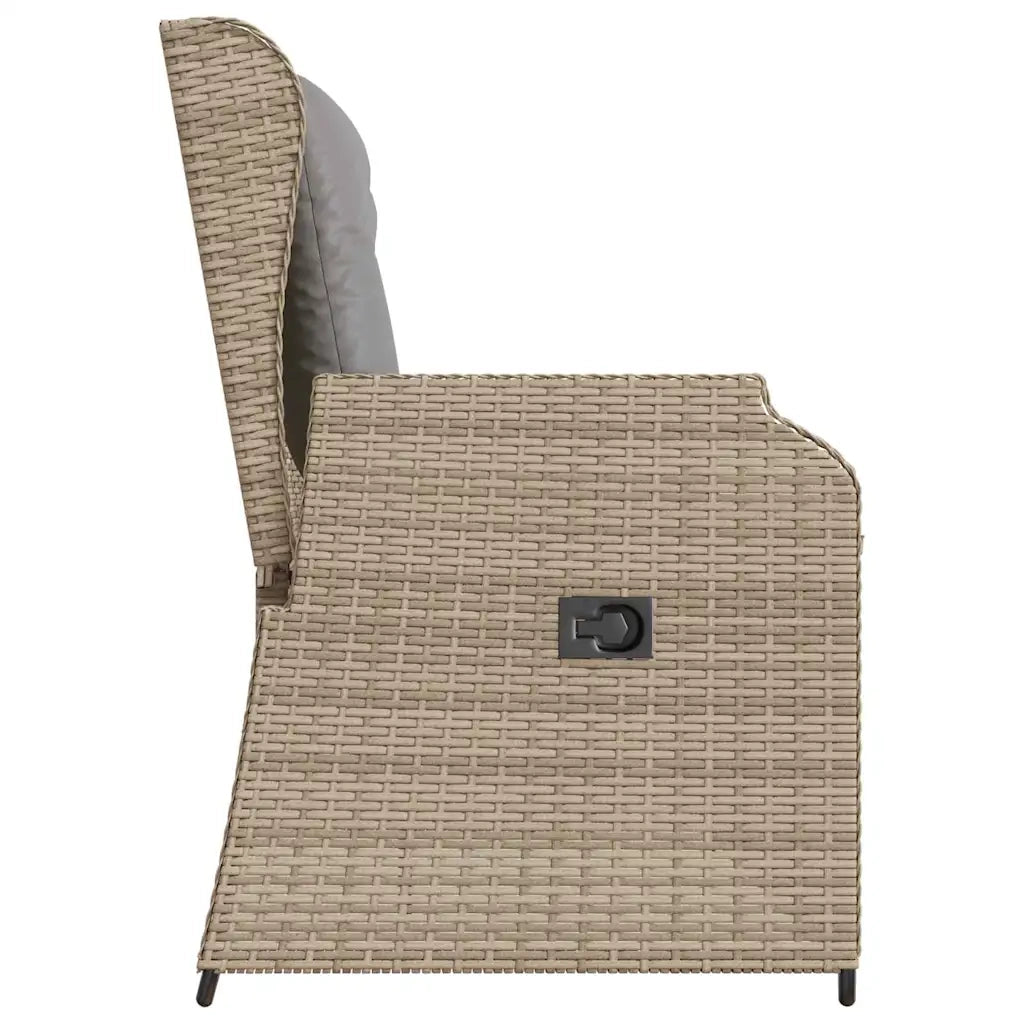 Panchina Reclinabile da Giardino | Panca da Giardino con Cuscini Beige in Polyrattan