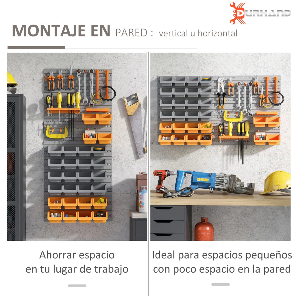 Scaffale a Parete per Utensili ¨C Minimal ¨C 95x54 cm Grigio e Arancione