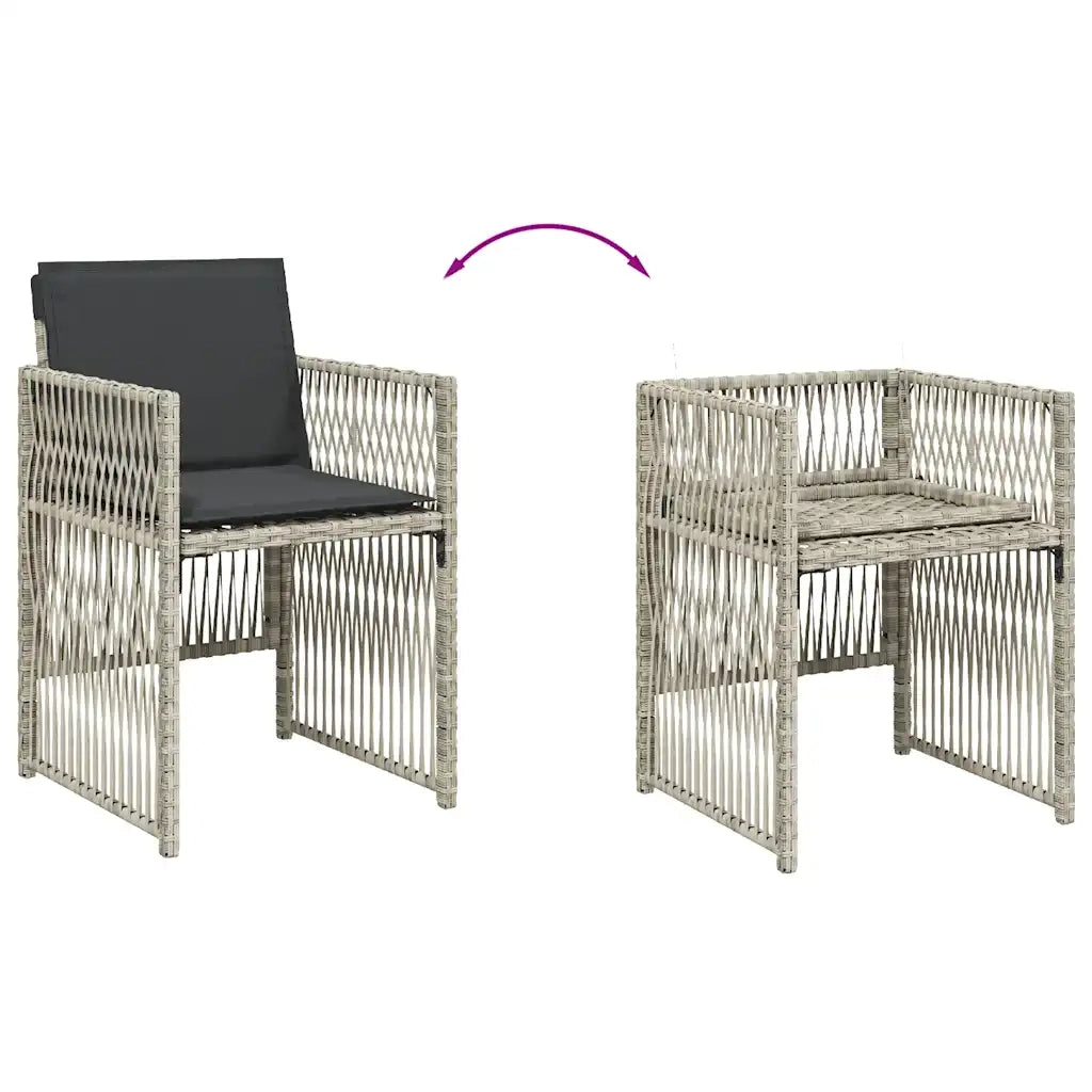 Set Pranzo da Giardino 9pz con Cuscini Grigio Chiaro Polyrattan 3210959
