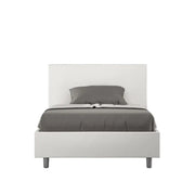 Letto una piazza e mezza con rete imbottito 120x200 similpelle bianco Adele