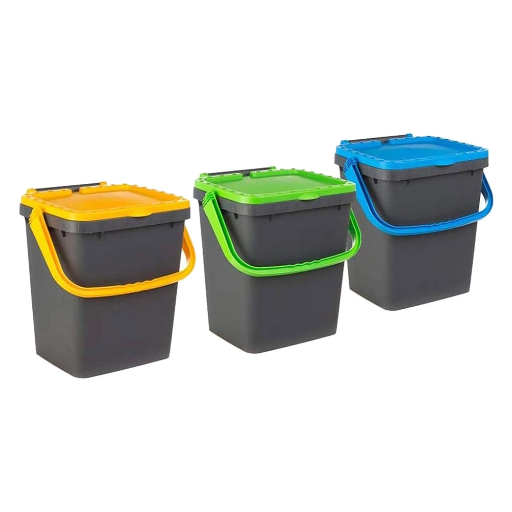 PATTUMIERA PER RACCOLTA DIFFERENZIATA 'ECOPLUS' 20 lt.- cm 34 x 34 x h 34 grigio + coperchio colorato  - ECOPLAST