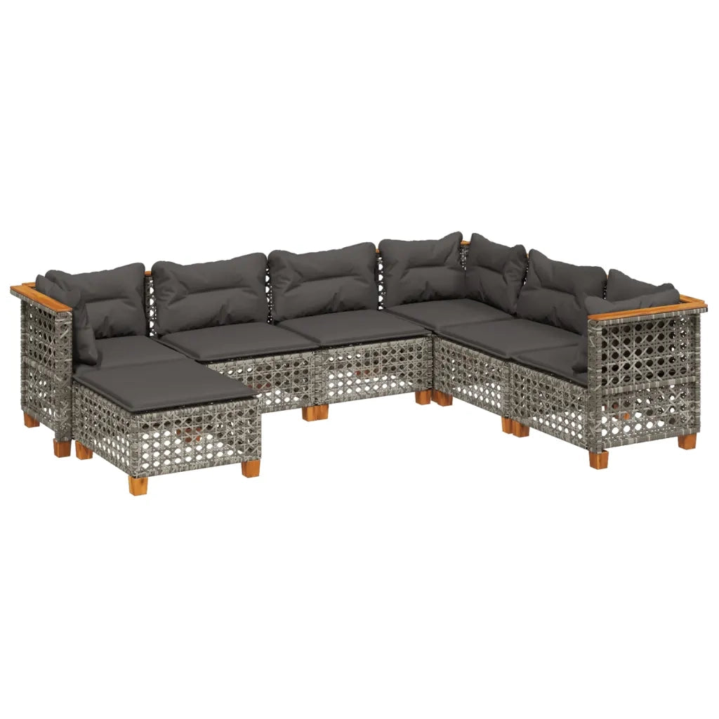Set Divani da Giardino 7 pz con Cuscini Grigio in Polyrattan 3261939