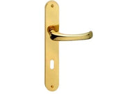 MANIGLIA RIO CON PLACCA IN OTTONE- - mm.90 foro normale - 2 paio