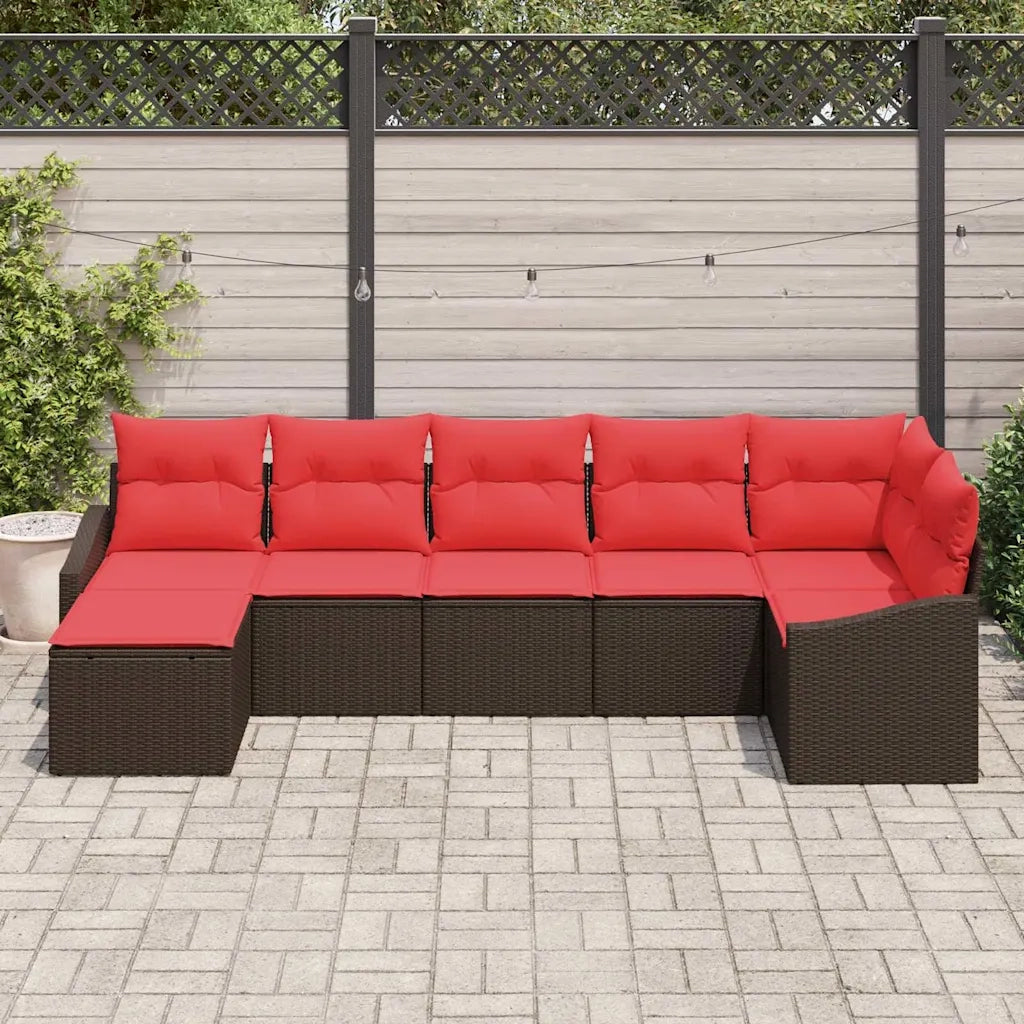 Set di divani 7 pz Marrone polyrattan 3346814