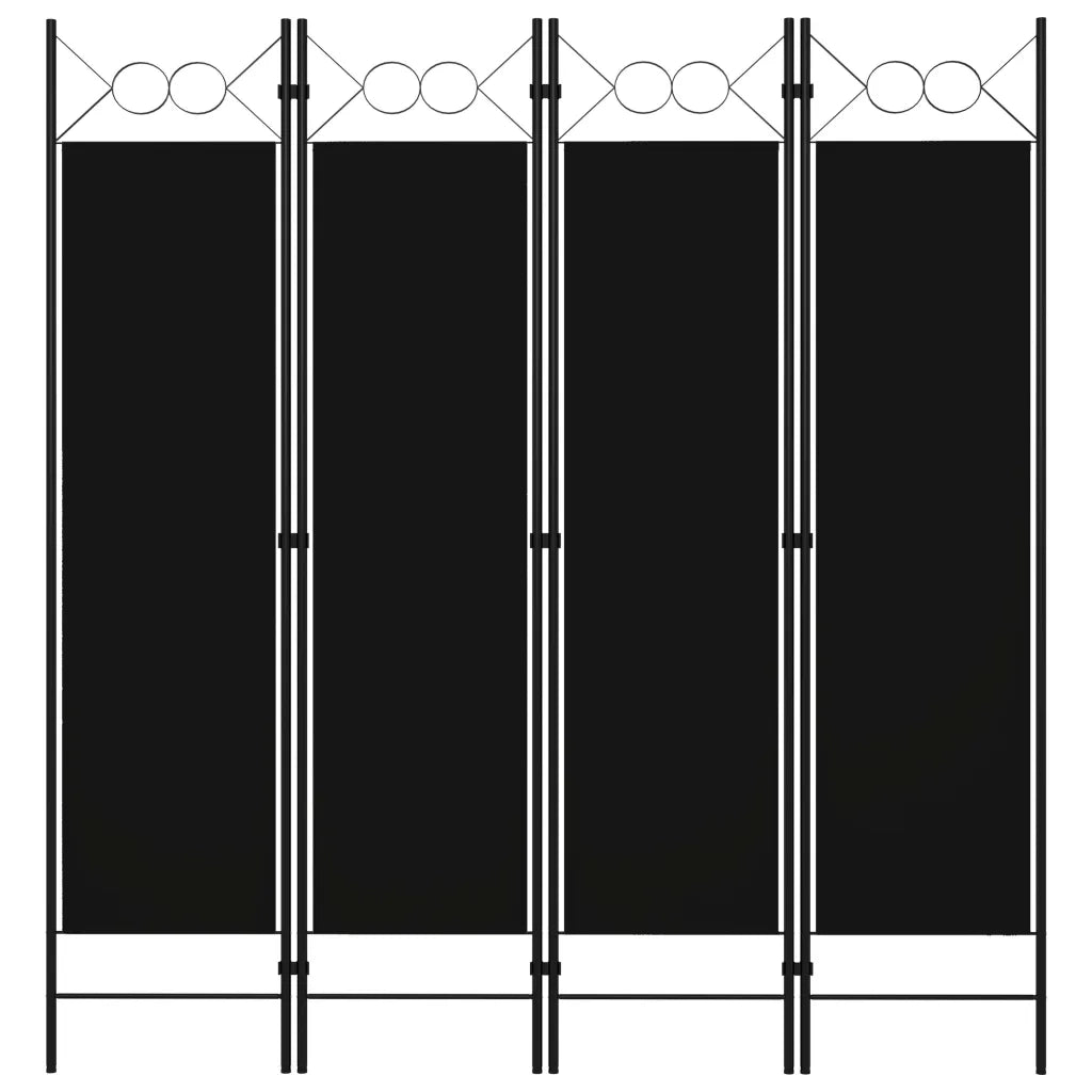 Paravento a 4 Pannelli Nero 160x180 cm 320705