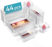 Organizzatore per Scrivania - 44 Pacchi Scatole in Plastica Translucida per Trucchi, Camera da Letto, Cucina, Gadget