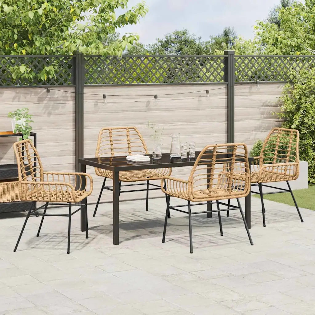 Set da Pranzo per Giardino 5 pcs Marrone polyrattan