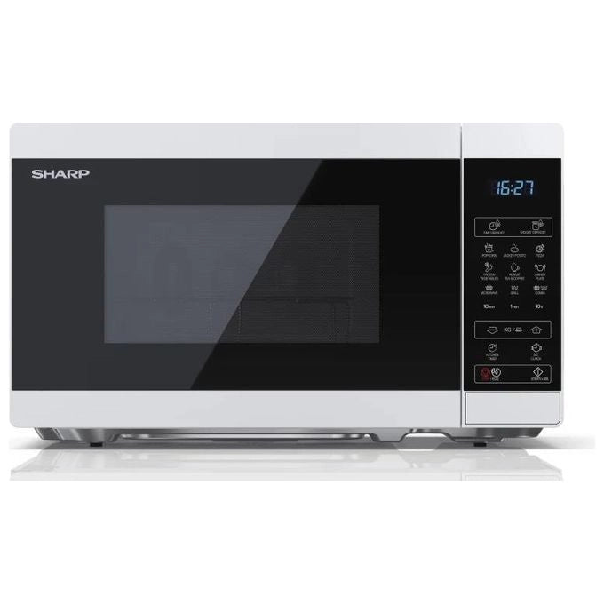 Sharp YC-MG02E-W forno a microonde Blu, Bianco Superficie piana 20 L 800 W
