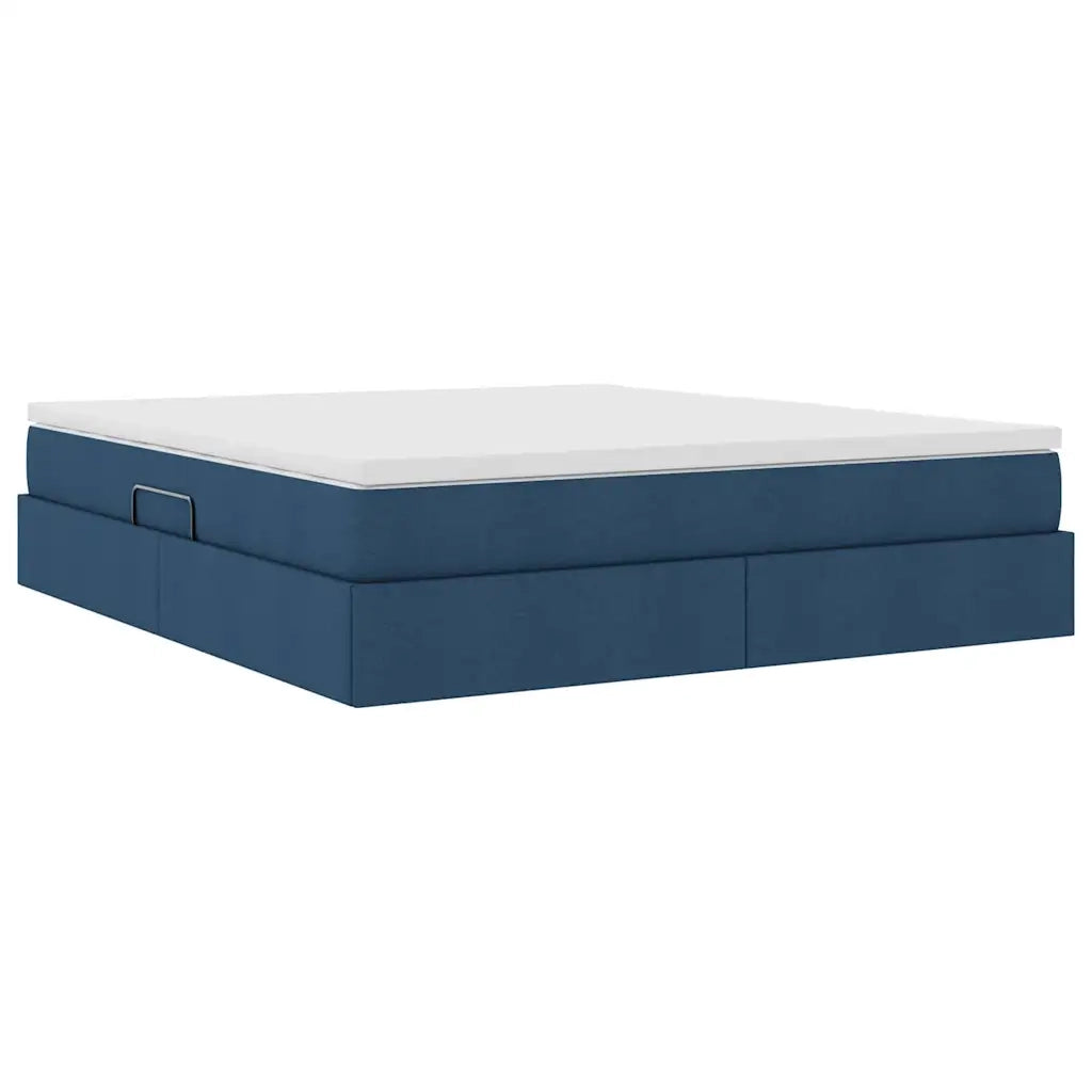 Letto con contenitore e materasso Blu 160 x 200 cm Poliestere