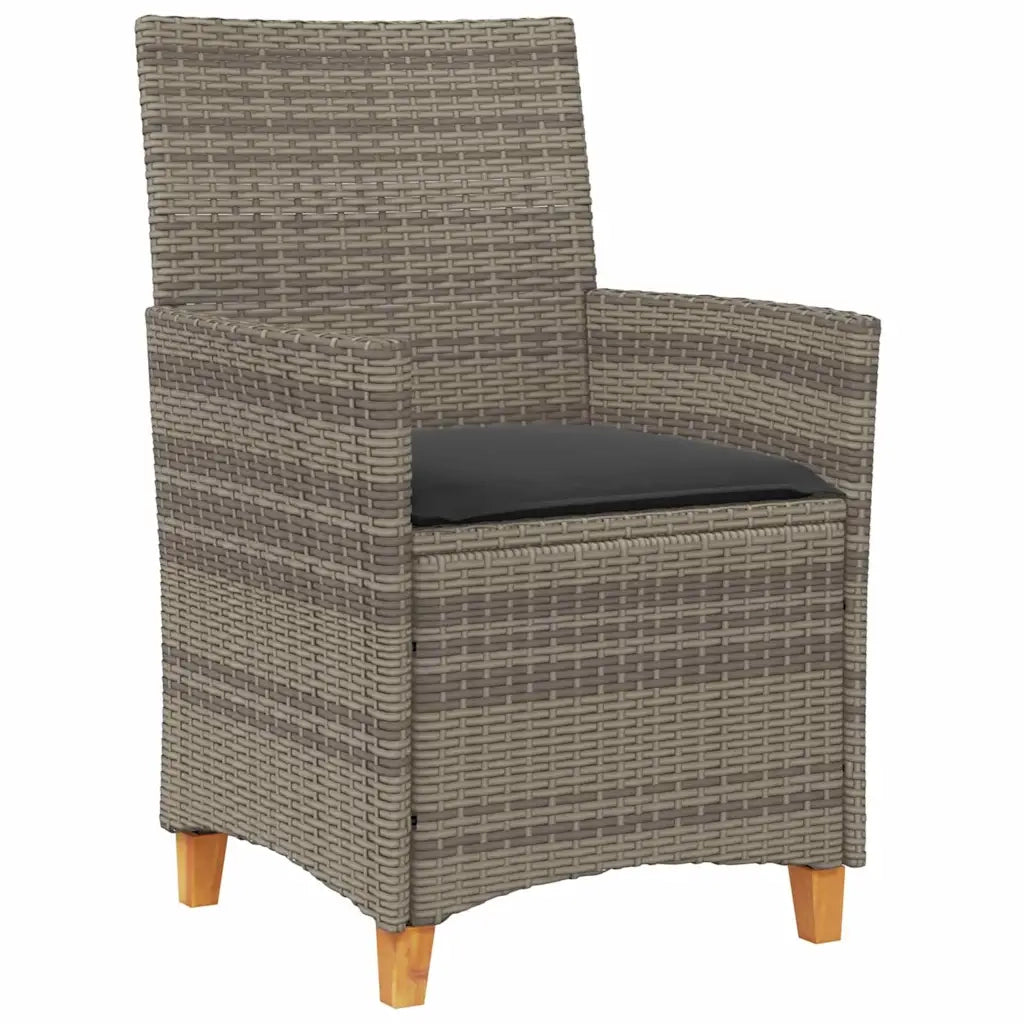 Set da Pranzo per Giardino 5 pcs Grigio polyrattan