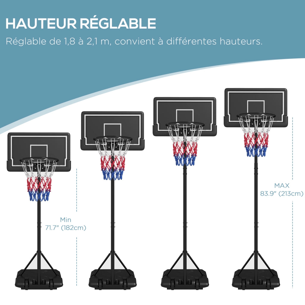 Canestro da Basket Regolabile Esterno con Ruote ¨C Minimal ¨C Nero