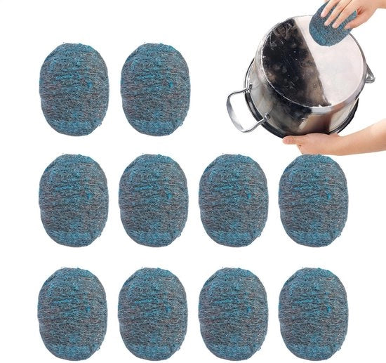 Pannini a Staalwol e Zeppa - 10 pezzi - Pannini per Pannini e Pannini - Disegno Duraturo - Pulizia Potente - Reutilizzabile - Per Utensili da Cucina - Spugne per Pulizia