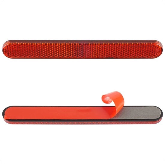 Riflettore E4 - Luce posteriore - Autoadesivo - 2 pezzi - Rosso - 138 x 18 x 6 mm - Adatto per Motocicletta/Scooter