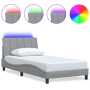 Letto singolo | Letto per adulti | Giroletto senza Materasso Hanko Grigio Chiaro 100x200 cm Tessuto
