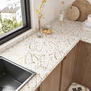 Foglia autoadesiva per mobili - Aspetto marmo - Bianco oro - 60 cm x 300 cm