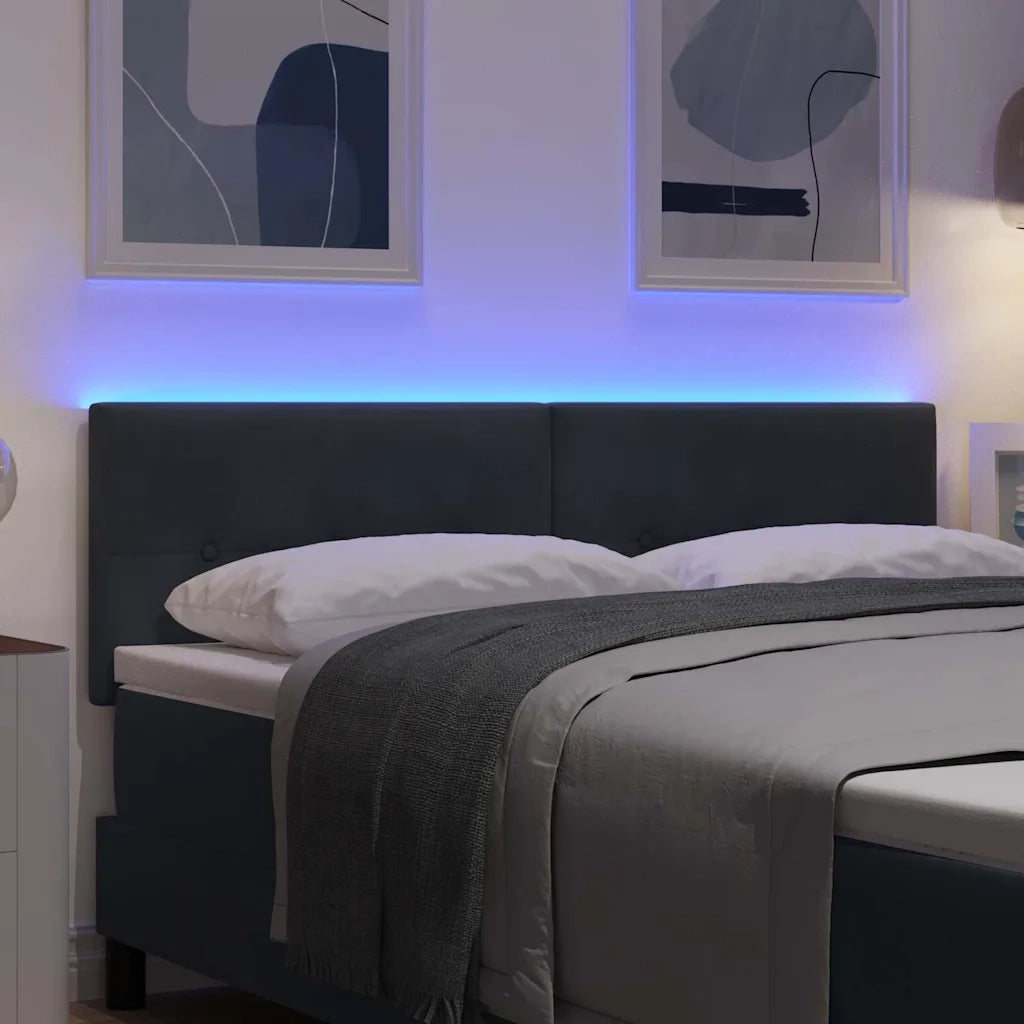 Testiera | Testata LED con strisce LED Grigio 144 cm Velluto