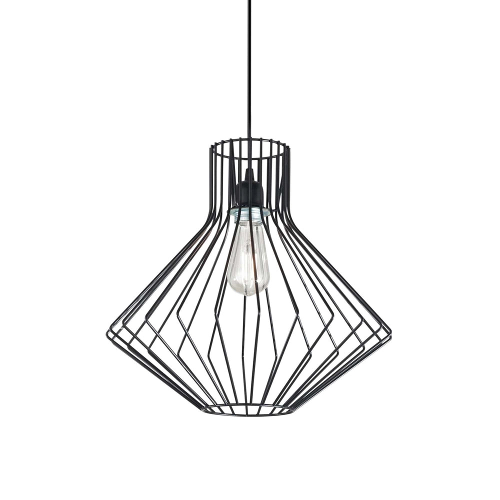 Sospensione Industrial-Minimal Ampolla-4 Metallo Nero 1 Luce E27