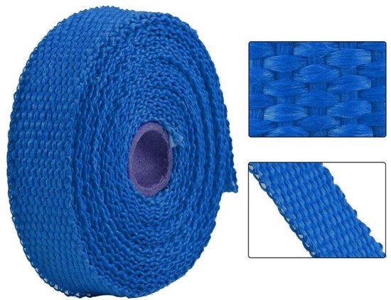 Tubo di scarico isolato con fibra ottica - Protezione termica - Blu - Isolamento tubo di scarico - Miglioramento della portata di gas - Adatto per motocicli - Colore Blu