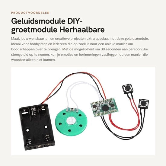 Modulo audio per DIY con registrazione 30 secondi - modulo di saluto ripetibile - scheda audio per registrazioni sonore - creativi regali - facile da usare - scheda audio