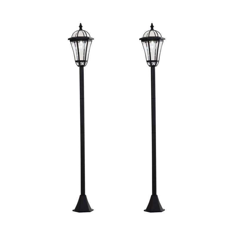 SET 2 LAMPIONI SOLARI PER GIARDINO CON 2 LED E ACCENSIONE AUTOMATICA, NERO