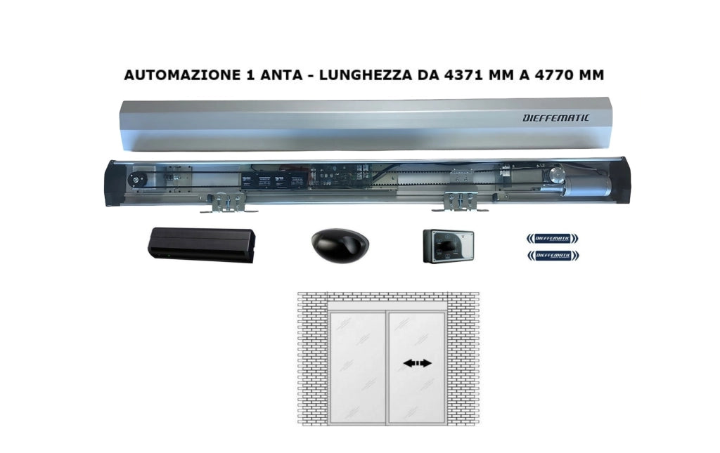 PORTA AUTOMATICA A VETRI 1 ANTA FINO A 477 CM 24V COMPATIBILE CON TOPP