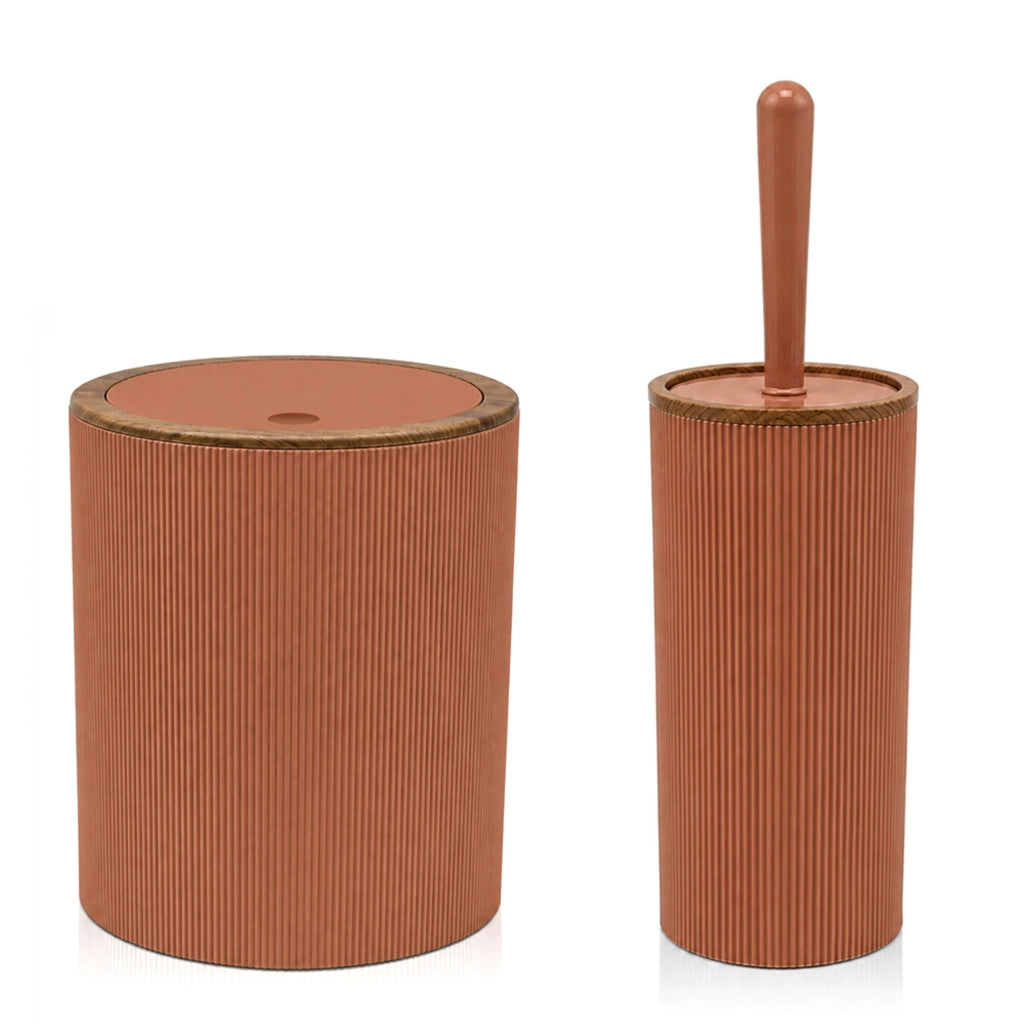 Set accessori bagno con porta scopino e pattumiera 5lt terracotta Blob