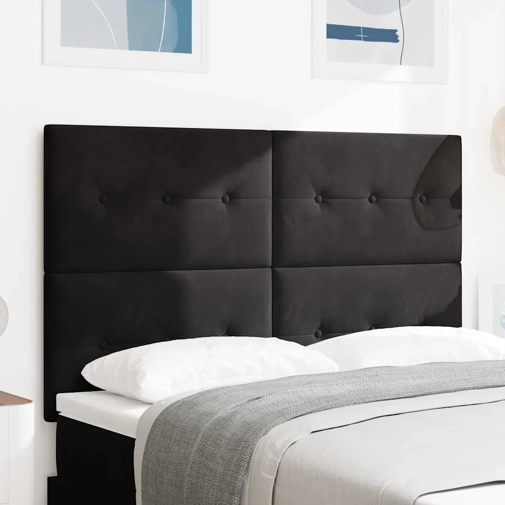 Testiera | Testata LED con strisce LED Nero 144 cm Velluto