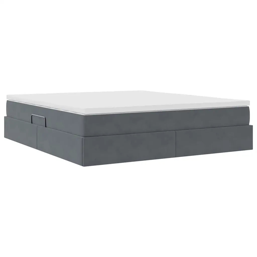 Letto con contenitore e materasso Grigio scuro 160 x 200 cm