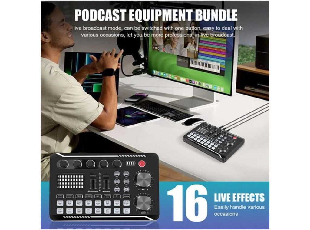 Scheda Audio Live e Interfaccia Audio F998 Mixer DJ Stereo Bluetooth Cambia Voce Effetti Sonori per Streaming Live Youtube PC Studio di Registrazione Live Sound Card