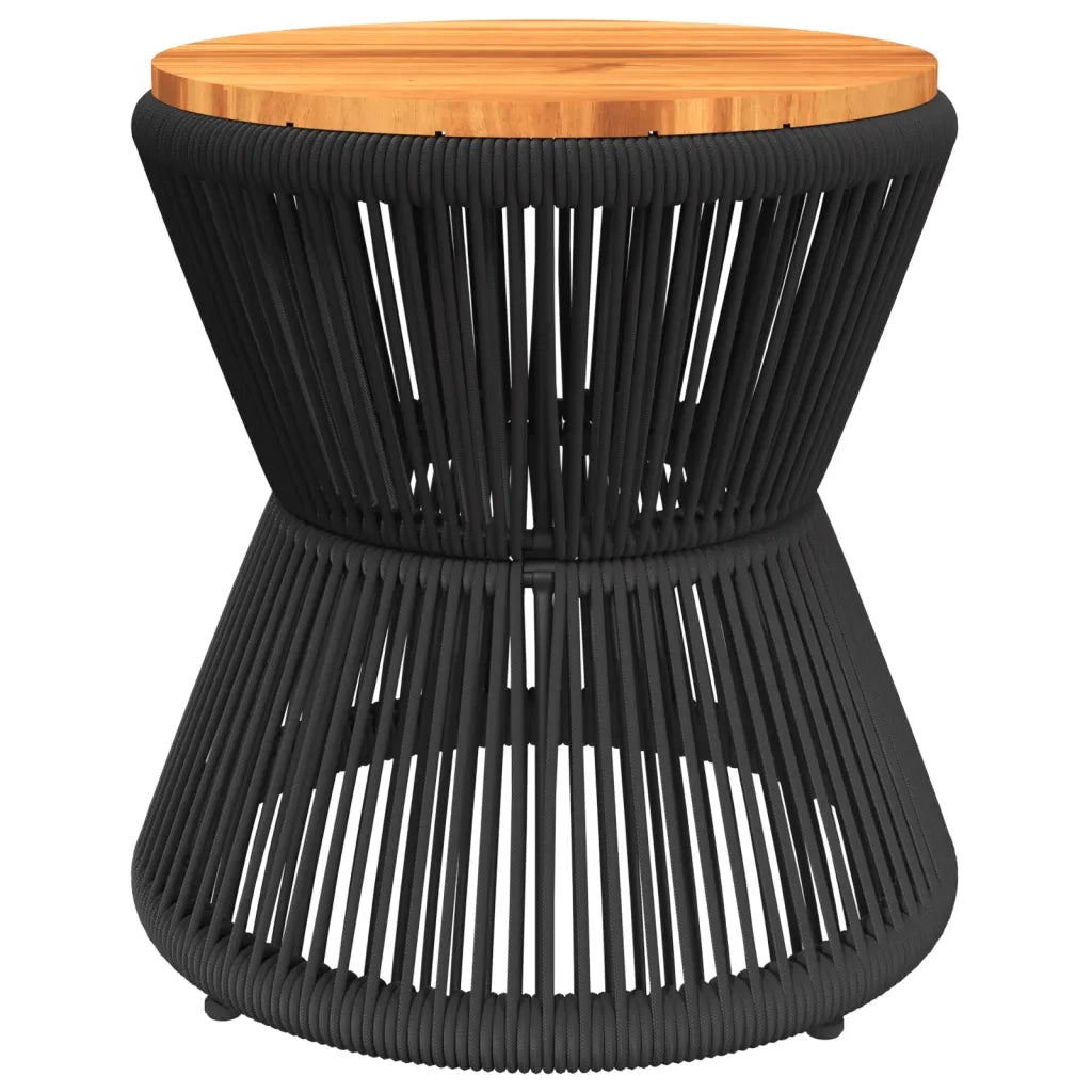 Tavolino Base in Filo Metallico Nero Ø 45x44 cm Massello Acacia 365637