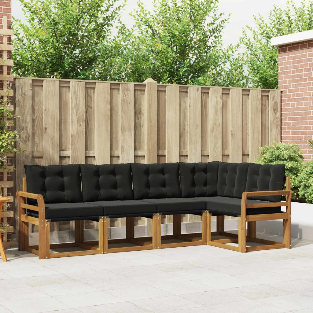 Set di divani da esterno con cuscino 5 pcs Naturale e Nero 3368667