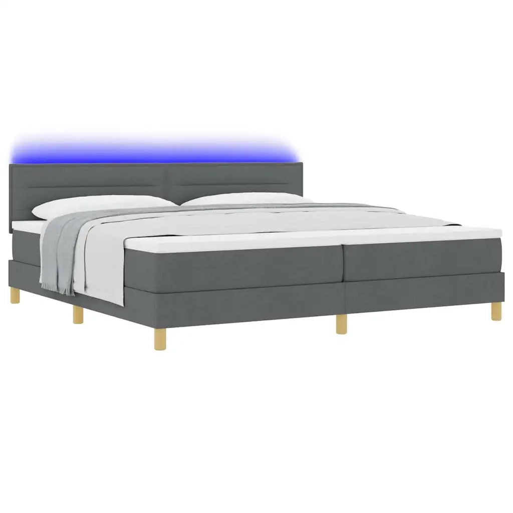 Letto a Sorgente LED Grigio scuro 200 x 200 cm Tessuto 3342388