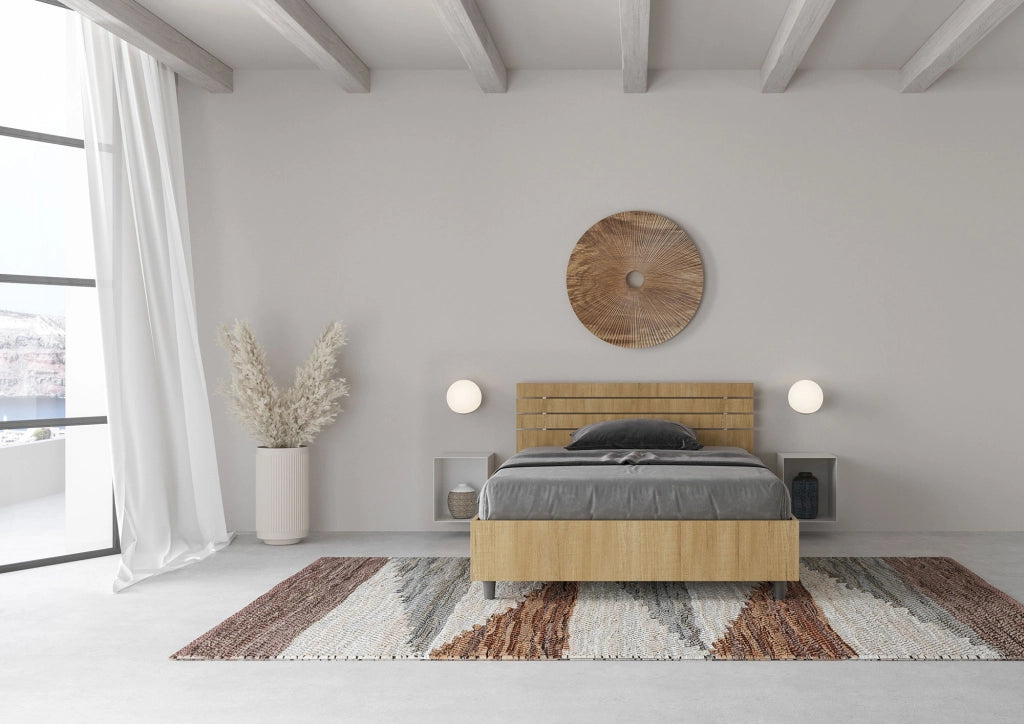 BS COM Letto una piazza e mezza con rete 120x190 testata inclinata con doghe quercia
