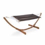 Amaca in legno con telo in cotone, grigio scuro