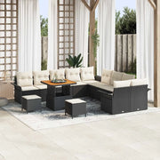Set Divano da Giardino con cuscino 13 pcs Nero e Crema 3364140