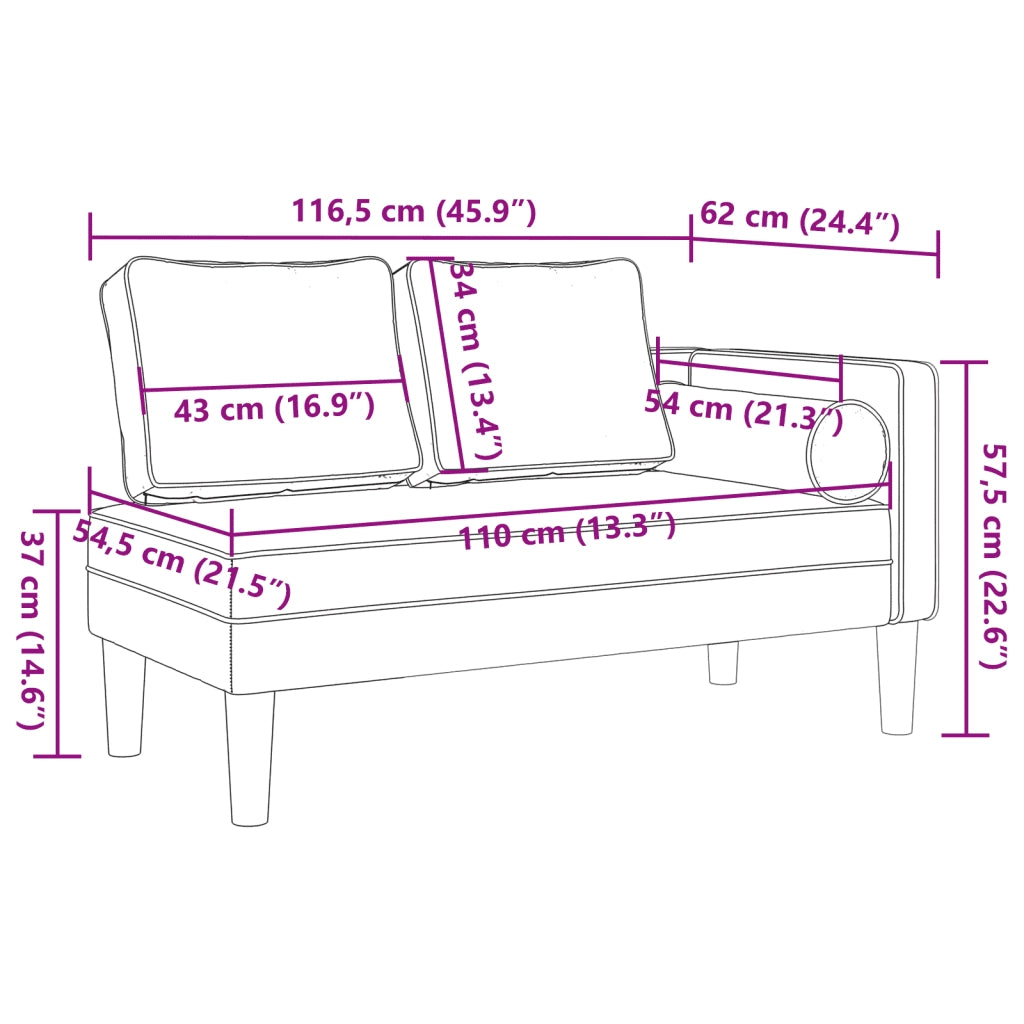 Chaise Longue con Cuscini Grigio Scuro in Velluto 4007572