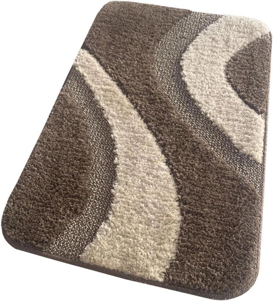 Tappeto Bagno 50x110 cm Scendiletto Antiscivolo Shaggy 3D Moderno Assorbente Marrone