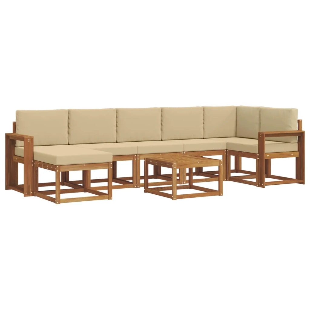 Set di divani da esterno con cuscino 8 pcs Naturale e Beige 3366751