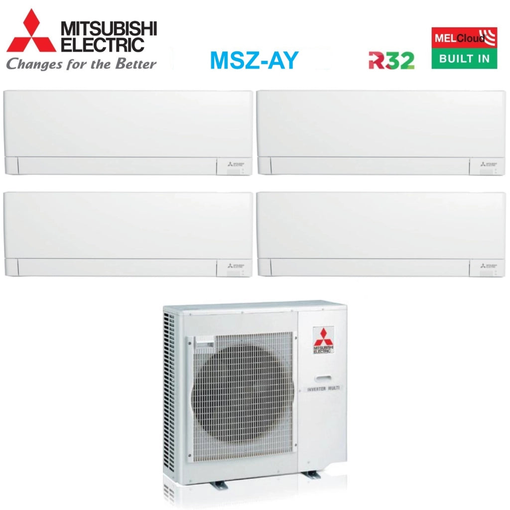 Climatizzatore Condizionatore Mitsubishi Electric Quadri Split Inverter Linea Plus serie MSZ-AY 9+9+9+9 con MXZ-4F72VF R-32 Wi-Fi Integrato 9000+9000+9000+9000