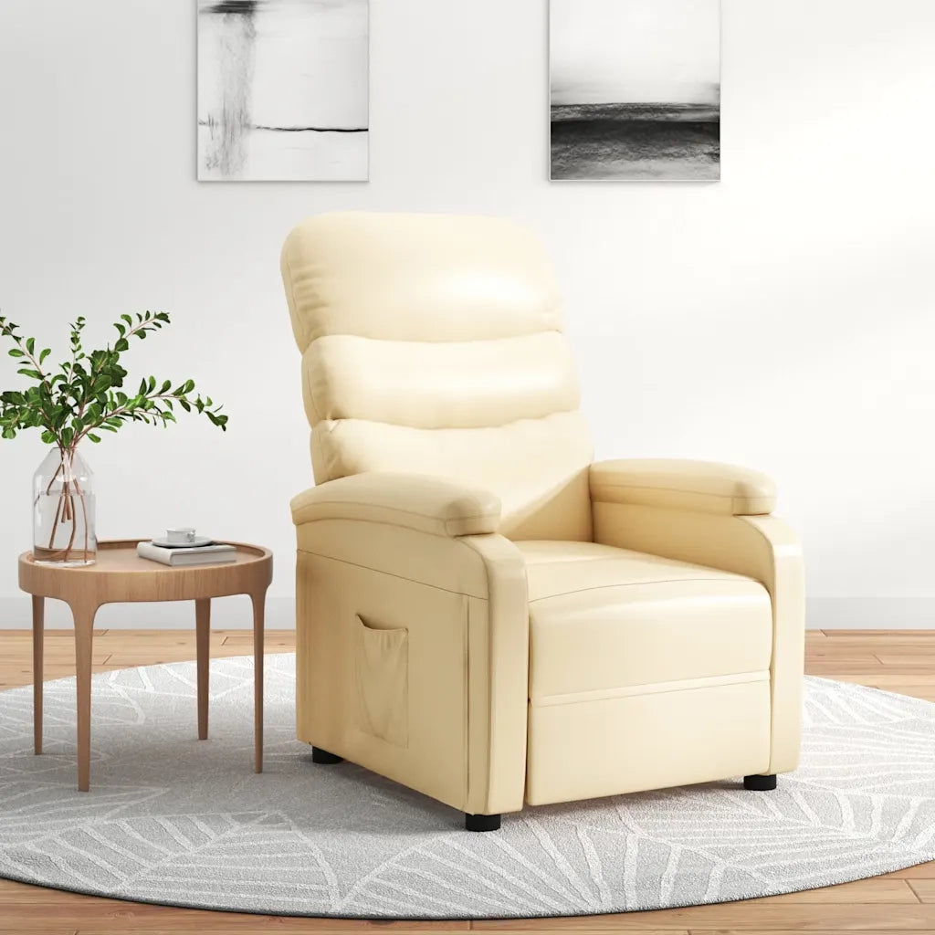 Poltrona Reclinabile Crema in Similpelle 342687