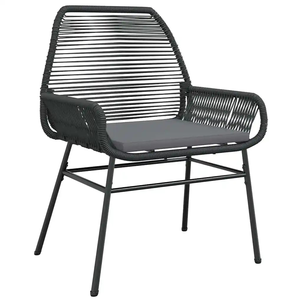 Set da Pranzo per Giardino con cuscino 5 pcs Nero polyrattan
