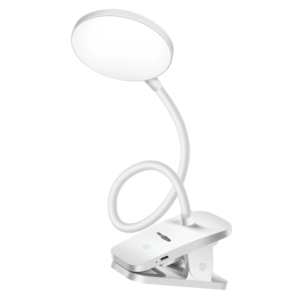 Lampada da scrivania LED flessibile a 360° senza fili con morsetto di fissaggio Bianco Max excell