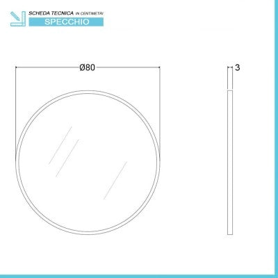 Specchio bagno 80 cm con cornice oro e installazione a parete