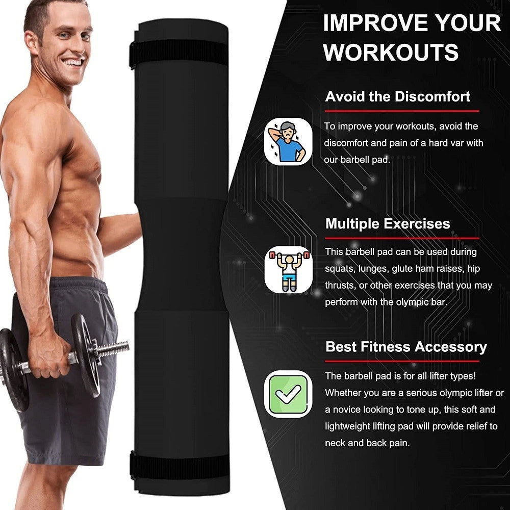 Trade Shop - Barbell Squat Pad Cuscino Bilanciere Collo Per Sollevamento Pesi Squat 45x10 Cm -
