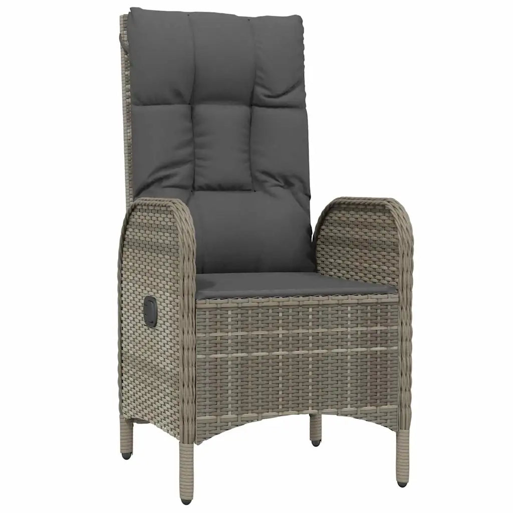 Set da Pranzo per Giardino con cuscino 7 pcs Grigio polyrattan