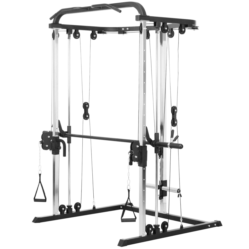 Stazione di Trazione a Cavi con Squat Rack ¨C Minimal ¨C 210x132x225 cm Nero