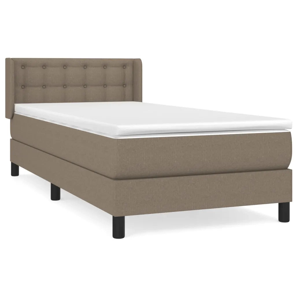 Letto singolo | Letto per adulti | Giroletto a Molle con Materasso Tortora 90x190 cm in Tessuto