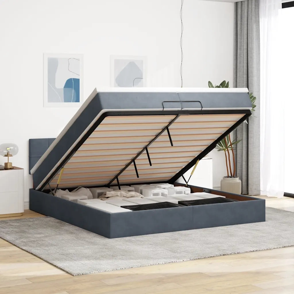 Struttura Letto Pouf con Materassi 200x200 cm Velluto 3312645