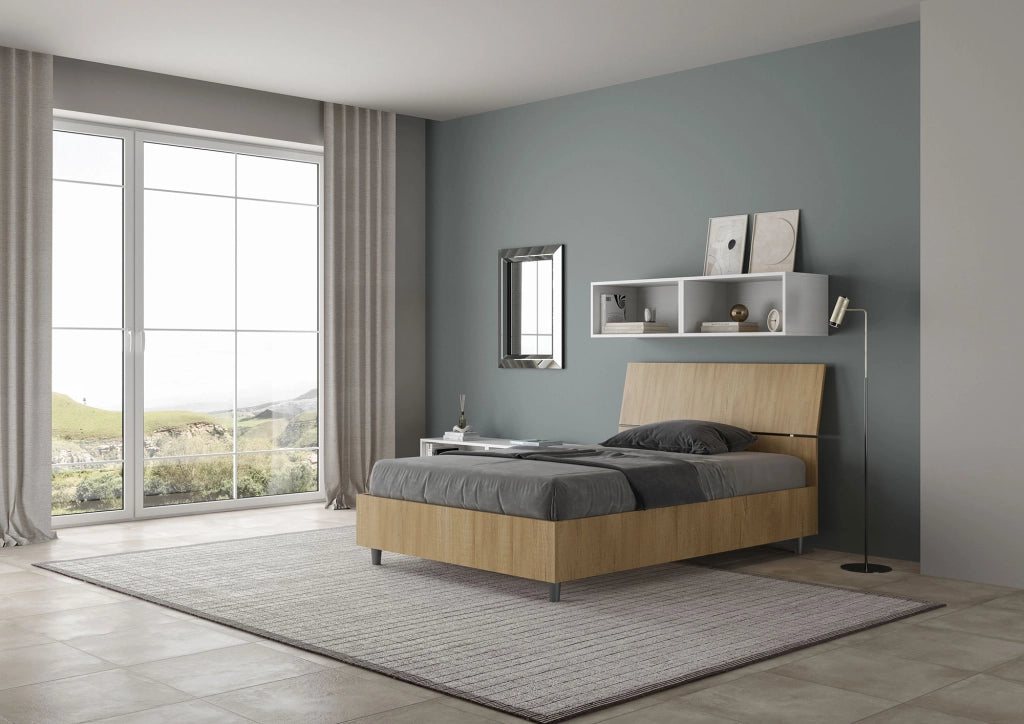 BS COM Letto una piazza e mezza contenitore 120x190 testata inclinata quercia