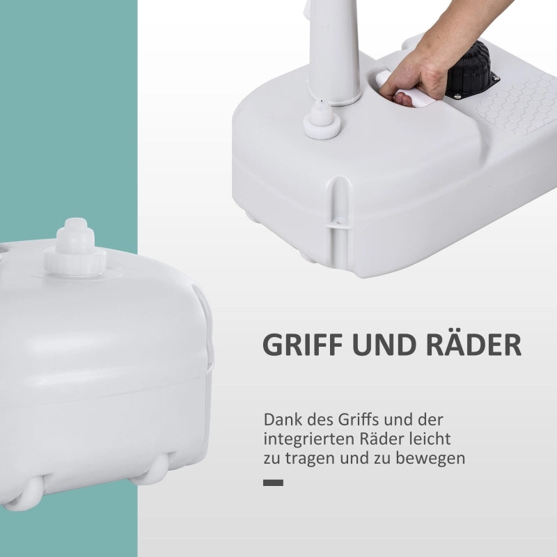 Lavabo portatile con pompa a pedale serbatoio da 17 l ruote e porta asciugamano in acciaio inox bianco per esterni